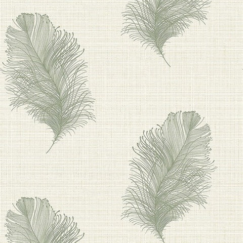 CL21504 Sage Roland Leaf Faux Grasscloth Wallpaper