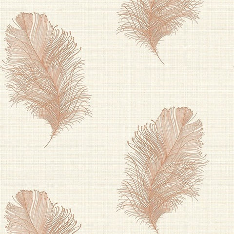 CL21505 Rust Roland Leaf Faux Grasscloth Wallpaper