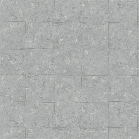 CL21706 Silver Robert Pearlescent Faux Stone Tile Wallpaper