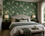 CL31404 Floral green off white magnolia blossoms flowers branches plants Wallpaper rolls