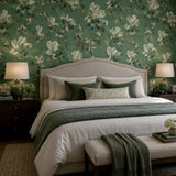 CL31404 Floral green off white magnolia blossoms flowers branches plants Wallpaper rolls