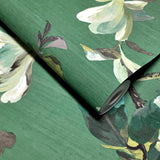 CL31404 Floral green off white magnolia blossoms flowers branches plants Wallpaper rolls
