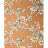 CR20807 Orange copper green tree branches leaves blooming flowers botanical Wallpaper 3D