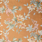 CR20807 Orange copper green tree branches leaves blooming flowers botanical Wallpaper 3D