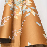 CR20807 Orange copper green tree branches leaves blooming flowers botanical Wallpaper 3D