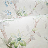 CR20808 Off White green tree branches leaves blooming blue flowers botanical Wallpaper
