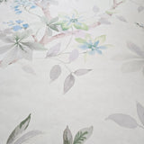 CR20808 Off White green tree branches leaves blooming blue flowers botanical Wallpaper
