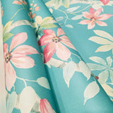 CR20812 Teal blue green tree branches leaves blooming pink flowers botanical Wallpaper
