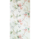 CR20817 Off White brown tree branches leaves blooming pink flowers botanical Wallpaper

