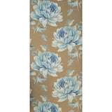 CR21302 Bronze metallic blue floral large peony blossom flowers Biedermeier wallpaper 3D