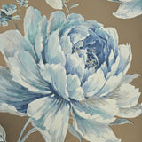 CR21302 Bronze metallic blue floral large peony blossom flowers Biedermeier wallpaper 3D