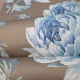 CR21302 Bronze metallic blue floral large peony blossom flowers Biedermeier wallpaper 3D