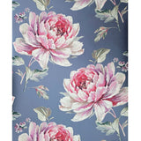 CR21311 Gray blue metallic pink floral large peony blossom flowers Biedermeier wallpaper


