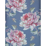 CR21311 Gray blue metallic pink floral large peony blossom flowers Biedermeier wallpaper

