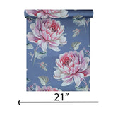 CR21311 Gray blue metallic pink floral large peony blossom flowers Biedermeier wallpaper

