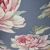 CR21311 Gray blue metallic pink floral large peony blossom flowers Biedermeier wallpaper

