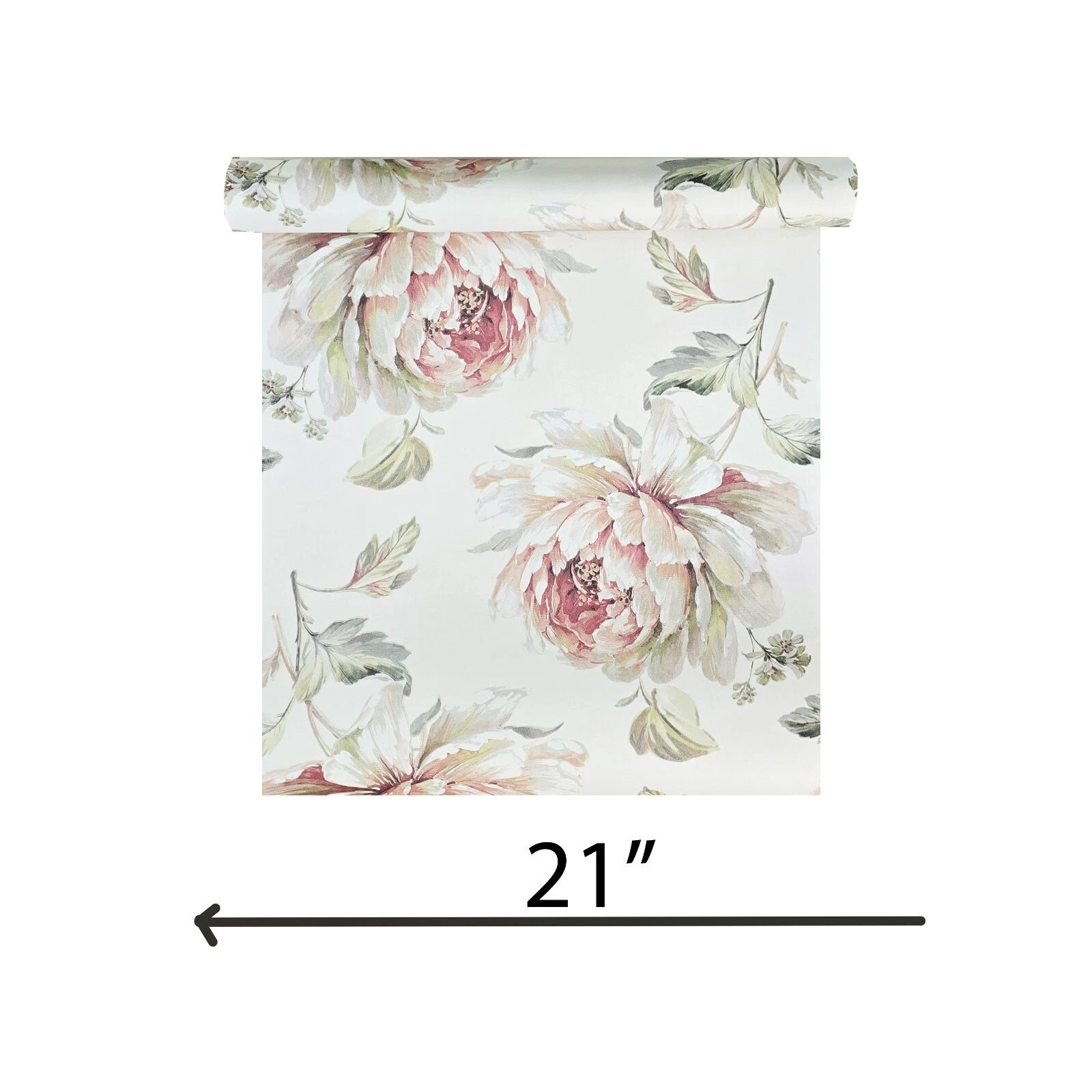 CR21314 Ivory off white pink floral large peony blossom flowers
