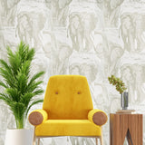 CR22100 Flocking velvet Textured ivory beige off white safari elephant wallpaper roll 3D
