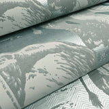 CR22102 Flocking velvet Textured steel blue metallic gray safari elephant wallpaper roll