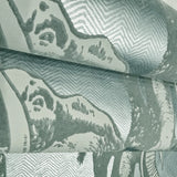 CR22102 Flocking velvet Textured steel blue metallic gray safari elephant wallpaper roll