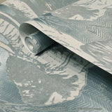 CR22102 Flocking velvet Textured steel blue metallic gray safari elephant wallpaper roll