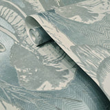 CR22102 Flocking velvet Textured steel blue metallic gray safari elephant wallpaper roll