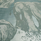 CR22102 Flocking velvet Textured steel blue metallic gray safari elephant wallpaper roll
