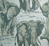 CR22102 Flocking velvet Textured steel blue metallic gray safari elephant wallpaper roll