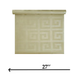 CR33406 Geometric brass beige gold metallic flocked greek key textured geo wallpaper 3D
