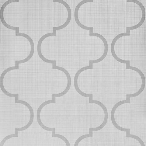 CR34400 Trellis gray tan white textured faux stitched woven fabric geo ogee wallpaper 3D
