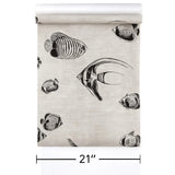 CR70300 Soft beige cream black marine tropical reef fish coastal Nautical Wallpaper roll
