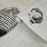 CR70300 Soft beige cream black marine tropical reef fish coastal Nautical Wallpaper roll
