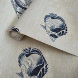 CR70312 Navy blue soft beige cream marine tropical reef fish coastal Nautical Wallpaper