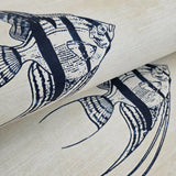 CR70312 Navy blue soft beige cream marine tropical reef fish coastal Nautical Wallpaper