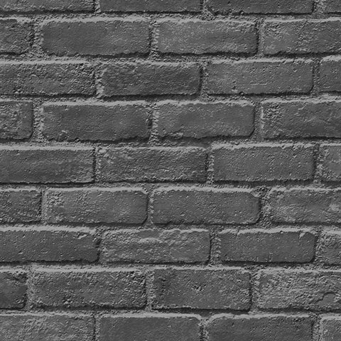 CR81400 Metallic Black Brick Wallpaper