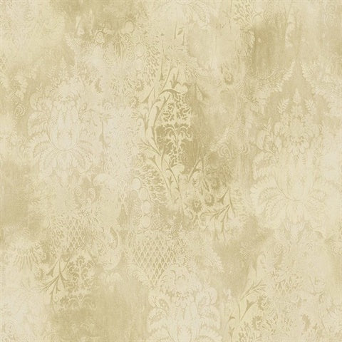 CR82507 Biscotti Faded Damask Wallpaper