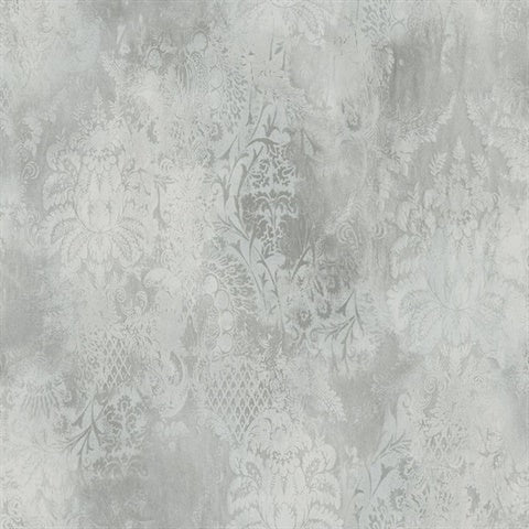 CR82508 Stone Faded Damask Wallpaper