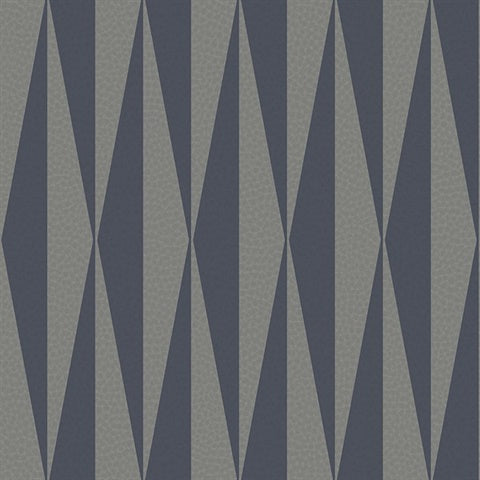 CR82902 Dark Blue Geometric on Leather Wallpaper