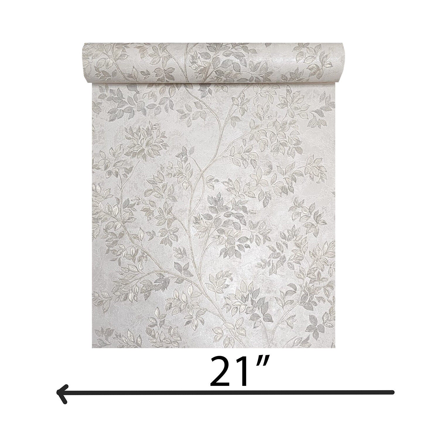 Z21704 Cream Gray - tan brass faux fabric floral branches leaves 