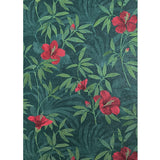 4044-38028-1, 38028-1 Cuba Dark green red pink flowers bloom floral botanical light textured Wallpaper