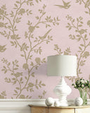 DB11201 Silhouette Blush Champagne Metallic Wallpaper