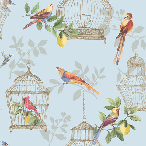 DB11902 Audubon Sky Blue Wallpaper 