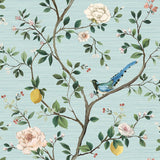 DB40022 Blossom Citrus Floral Topaz Blue Wallpaper 