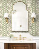 DB41001 Pei Ling Lattice Emerald Wallpaper