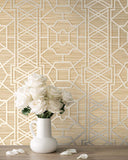 DB41015 Pei Ling Lattice Gold Metallic Wallpaper