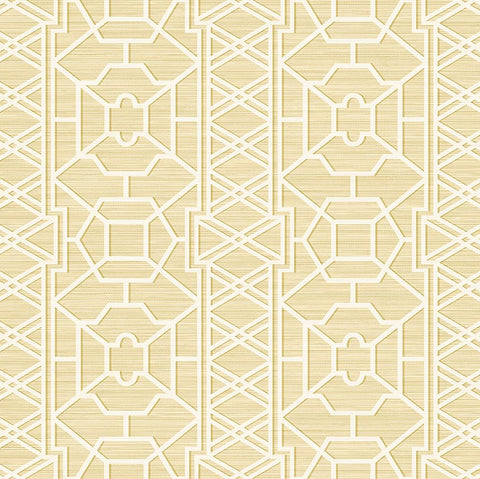 DB41015 Pei Ling Lattice Gold Metallic Wallpaper