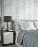 DB41022 Pei Ling Lattice Topaz Blue Wallpaper 