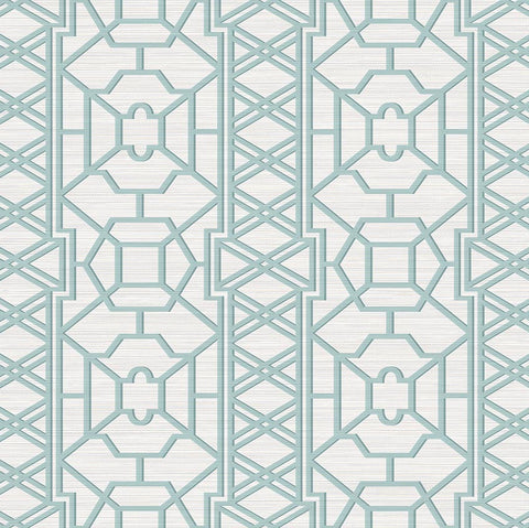 DB41022 Pei Ling Lattice Topaz Blue Wallpaper 