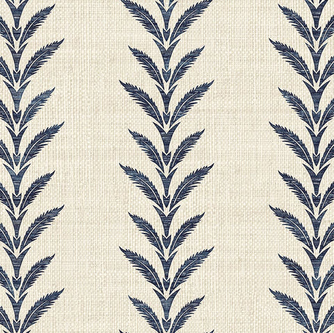 DB43002 Huanzhu Leaf Stripe Navy Wallpaper 