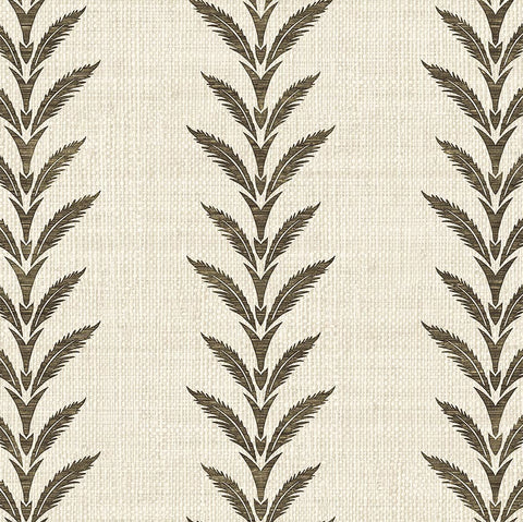 DB43006 Huanzhu Leaf Stripe Chocolate Wallpaper